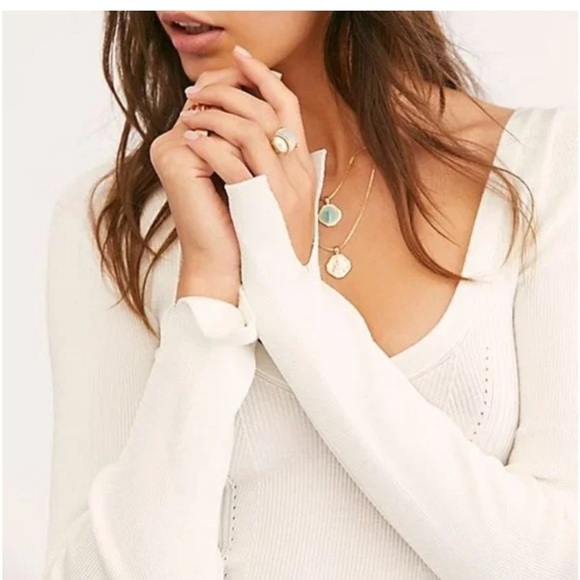 Free People ribbed criss cross back long sleeve knit top size S - Picture 2 of 10